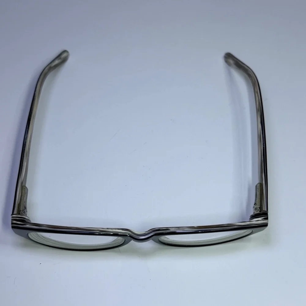 Black and Marbled Grey Oval Eyeglasses Frames with Hardshell Case